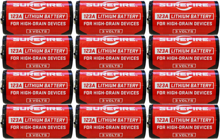 SureFire SF12ABBCS 123A Batteries  Red/Black 3.0 Volts 1,550 mAh (12) Single Package Clamshell