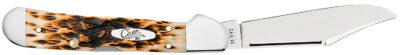 Case 00133 CopperLock  Mini 2.72″ Folding Clip Point Plain Mirror Polished Tru-Sharp SS Blade/Peach Seed Jigged Amber Bone Handle