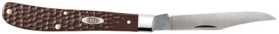 Case 00135 Trapper Slimline 3.25″ Folding Clip Point Plain Mirror Polished Tru-Sharp SS Blade, Brown Jigged Synthetic Handle
