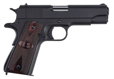 Auto-Ordnance 1911BKOCW 1911 A1 Commander 45 ACP 9+1 4.25″ Matte Black Serrated  Carbon Steel Slide Matte Black Matte Black Carbon Steel Checkered Wood w/Integrated US Logo Grips Right Hand