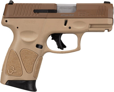 Taurus 1G3C93ETMA G3C *MA Compliant 9mm Luger 10+1 3.26″ Matte Coyote Brown Barrel, Coyote Cerakote Serrated Steel Slide, Tan Polymer Frame w/Picatinny Rail, Tan Polymer Grips