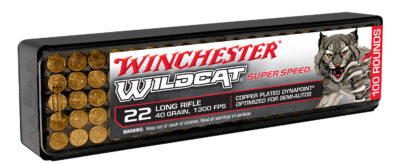 Winchester Ammo WW22LRSSD Wildcat Super Speed 22LR 40gr Copper Plated DynaPoint 100 Per Box/20 Case