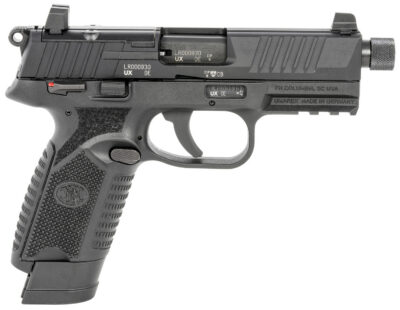 FN 66101010 502 Tactical 22 LR 10+1 15+1 4.60″ Black Steel Threaded Barrel, Black Optic Ready/Serrated Slide & Polymer Frame w/Picatinny Rail, Black Textured Polymer Grip, Ambidextrous