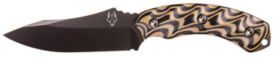 Southern Grind SG0507020601 Jackal  4.75″ Fixed Drop Point Plain Black PVD 8670 Steel Blade, 4.50″ Black/Tan G10 3D Milled Handle, Includes Sheath