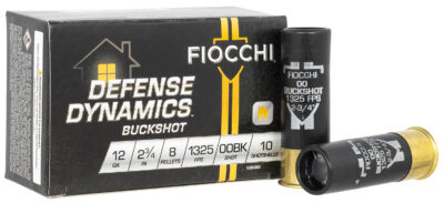 Fiocchi 12BK008 Defense Dynamics  12Gauge 2.75″ 8Pellets 00 Buck Shot 10 Per Box/25 Case