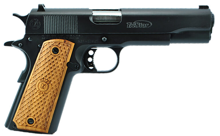 TriStar 85607 American Classic Government 1911 38 Super 9+1, 5" Stainless Steel Barrel, Blued Serrated Steel Slide, Blued Steel Frame w/Beavertail, Wood Grip