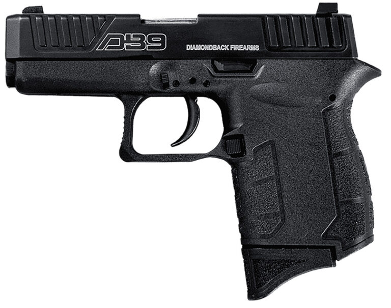 Diamondback DB0200P001 DB9 Gen4 Micro-Compact Frame 9mm Luger 6+1, 3.10" Stainless Steel Barrel, Black Serrated Stainless Steel Slide, Black Polymer Frame w/Beavertail & Grip