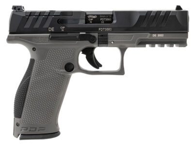 Walther Arms 2858371 PDP  9mm Luger 18+1 4.50″ Black Polygonal Rifled Barrel, Black Optic Ready/Serrated Slide, Gray Polymer Frame w/Picatinny Rail, Black Performance Duty Texture Grips, Ambidextrous