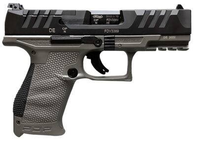 Walther Arms 2858436 PDP  Compact Frame 9mm Luger 15+1 4″ Black Steel Barrel, Black Optic Ready/Serrated Steel Slide, Gray Polymer Frame w/Picatinny Rail, Textured Polymer Grip, Ambidextrous