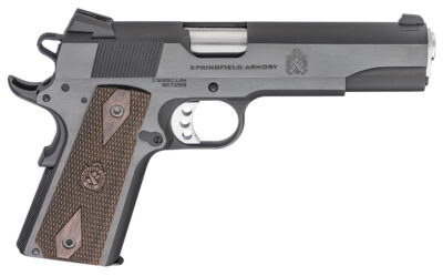 Springfield Armory PX9420 1911 Garrison 45 ACP 7+1, 5″ Stainless Match Grade Steel Barrel, Salt Blued Serrated Carbon Steel Slide, Blued Steel Frame w/Beavertail, Thin-Line Wood Grip