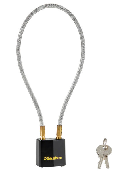 Master Lock 99DSPT Cable Lock  Open With Key Black & Gold Steel 14″
