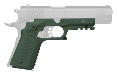 Recover Tactical CC3H03 Grip & Rail System  OD Green Polymer Picatinny for Standard Frame 1911