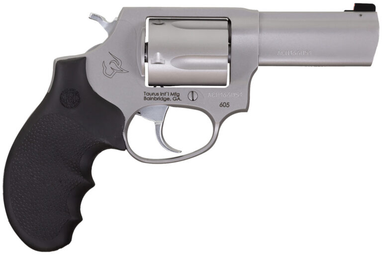 Taurus 2-60539NS 605 Defender Small 357 Mag/38 Special +P 5 Shot 3" Matte Stainless Steel Barrel, Cylinder & Frame, Hogue Finger Grooved Grip, Transfer Bar Safety, Exposed Hammer