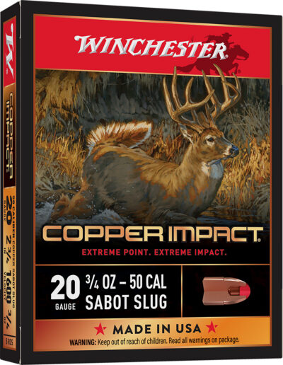 Winchester Ammo X20CLF Copper Impact  20Gauge 2.75″ 3/4oz Sabot Slug Shot 5 Per Box/20 Case
