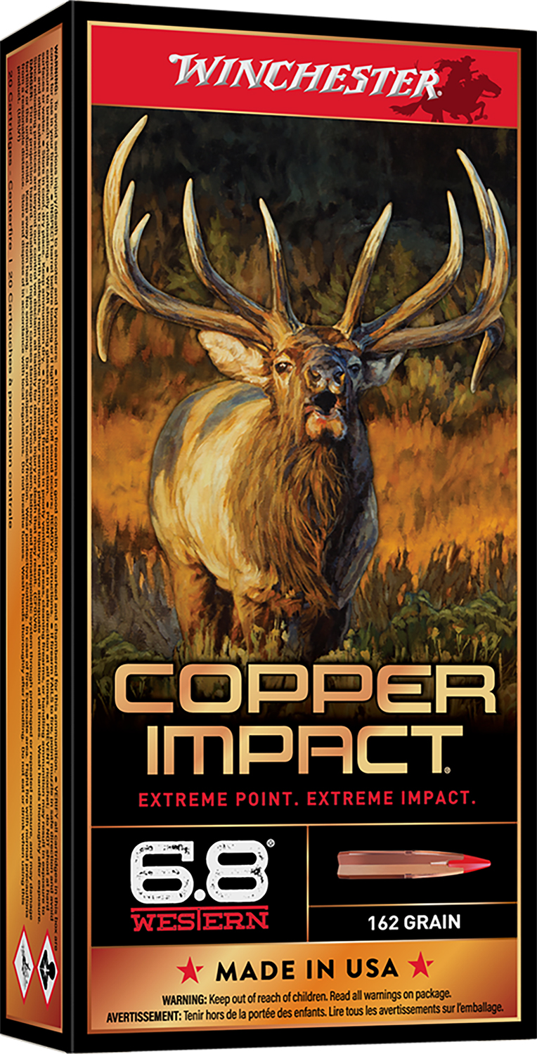 Winchester Ammo X68WCLF Copper Impact 6.8 Western 162 gr 2875 fps Copper Extreme Point Lead-Free