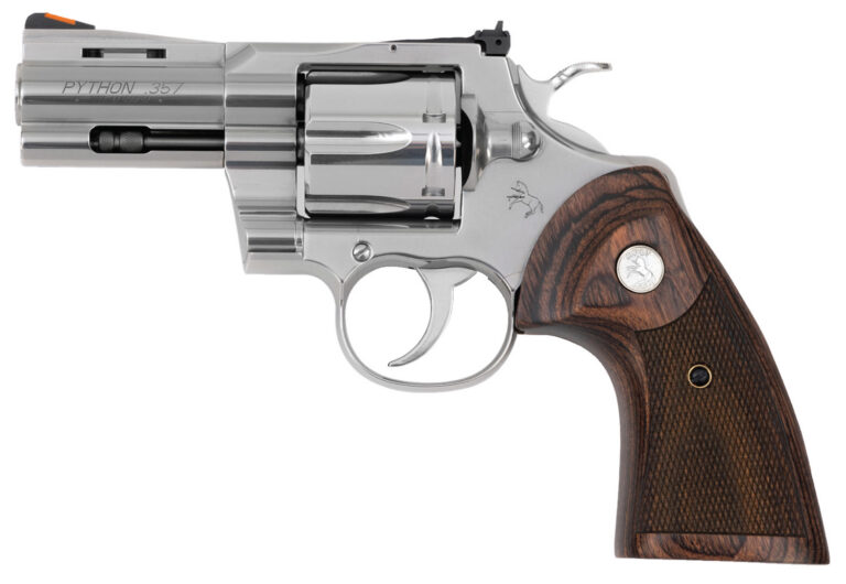 Colt Mfg PYTHONSP3WTS Python  38 Special 357 Mag 6 Shot 3" Stainless Recessed Target/Vent Rib Barrel, Cylinder  & Frame, Walnut w/Colt Medallion Grip