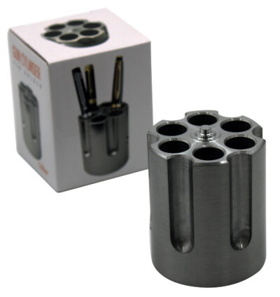 Caliber Gourmet CBG1007BK Caliber Gourmet Cylinder Pen Holder Black Aluminum 3.25″ x 2.75″ Pistol Cylinder