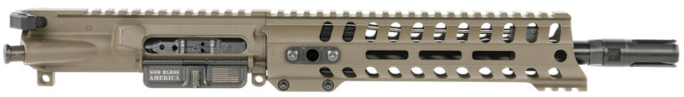 Patriot Ordnance Factory  Minuteman Complete Upper 5.56x45mm NATO 10.50" Black Nitride Barrel Aluminum Patriot Brown Receiver 9" M-LOK Handguard Lo Pro DI Gas Block (Mid Length)