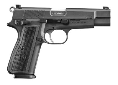 FN 66101115 High Power  9mm Luger 10+1 4.70″ Black Target Crown Steel Barrel, Black PVD Serrated Steel Slide & Steel Frame w/Beavertail, Black Polymer Grip, Ambidextrous