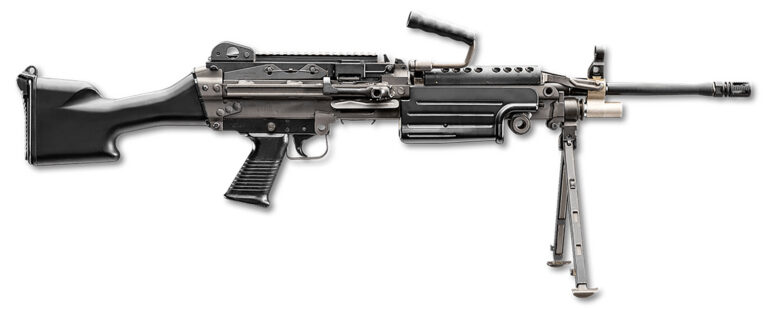 FN 46100169 M249S 5.56x45mm NATO 18.50" Barrel 30+1 Mag Or 200rd Belt Capacity, Black Fixed Hydraulic Buffer Stock, Non-Slip Buttplate, Optics Ready