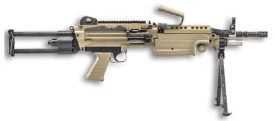 FN 46100172 M249S Para 5.56x45mm NATO 16.10″ Barrel 30+1 Mag Or 200rd Belt Capacity,  Flat Dark Earth Rotating & Telescoping Stock, Hydraulic Recoil Buffer, Non-Slip Buttplate, Optics Ready