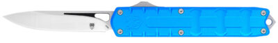 CobraTec Knives CTEBLUM390DNS Enforcer  3.25″ OTF Drop Point Plain M390 Steel Blade/Blue Aluminum Handle
