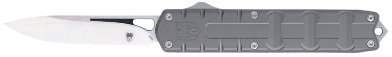 CobraTec Knives CTEGRYM390DNS Enforcer  3.25" OTF Drop Point Plain M390 Steel Blade/Gray Aluminum Handle