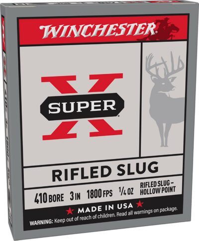 Winchester Ammo X413RS5 Super X  410Gauge 3″ 1/4oz Rifled Slug Shot 5 Per Box/50 Case