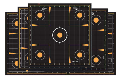 EZ-Aim 1531410 Splash Reactive  Self-Adhesive Paper Black/Orange 12″x12″ Sight-In Grid 10 Pack