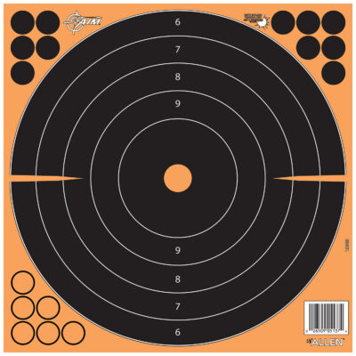 EZ-Aim 1531725 Splash Reactive  Self-Adhesive Paper Black/Orange 12″x12″ Bullseye 25 Pack