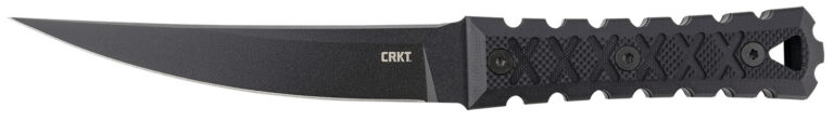 CRKT 2927 HZ6 6.50" Fixed Plain Black Matte Baked-On Anti Rust SK-5 Steel Blade/Black w/Carved X's G10 Handle Includes Sheath