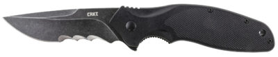 CRKT K800KKP Shenanigan  3.35″ Folding Drop Point Veff Serrated Black Stonewashed 4116 Stainless Steel Blade/ Black GRN Handle Includes Pocket Clip