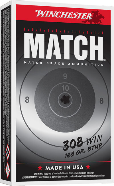 Winchester Ammo S308M Match  308 Win 168 gr Sierra MatchKing Boat-Tail Hollow Po