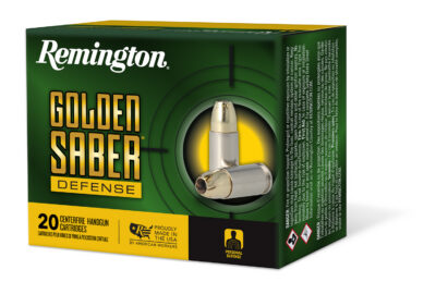 Remington Ammunition 27611 Golden Saber Defense 45ACP +P 185gr Brass Jacketed Hollow Point 20 Per Box/25 Case