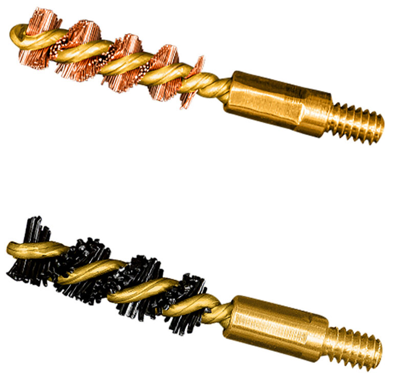 Otis FG317NB Bore Brush Set  17 HMR/177 Cal/177 WSM 5-40" Thread 1" Long Bronze/Nylon Bristles 2 Per Pkg