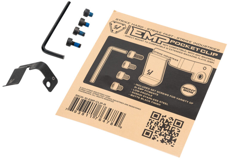 Strike Industries EMPCLIPR Magazine Pocket Clip Stainless Steel Black for SI EMP Mag Extension Right Hand