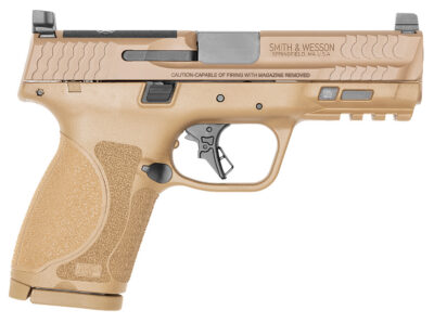 Smith & Wesson 13572 M&P M2.0  Compact 9mm Luger 15+1, 4″ Stainless Steel Barrel & Optic Cut/Serrated Stainless Steel Slide, Flat Dark Earth Polymer Frame w/Picatinny Rail