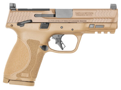 Smith & Wesson 13573 M&P M2.0  Compact 9mm Luger 15+1 4″ Stainless Steel Barrel & Optic Cut/Serrated Stainless Steel Slide, Flat Dark Earth Polymer Frame w/Picatinny Rail