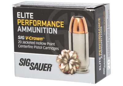 Sig Sauer E10MM20020 Elite Performance 10mm Auto 200 gr V Crown Jacketed Hollow Point 20 Per Box/ 10 Case