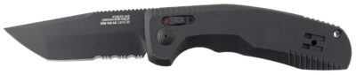 S.O.G SOG15380457 SOG-TAC Auto 3.43″ Folding Tanto Part Serrated Black TiNi Cryo D2 Steel Blade Black Micro-Textured Anodized Aluminum Handle Includes Pocket Clip