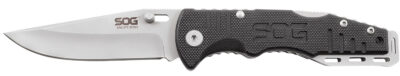 S.O.G SOGFF1001C Salute Mini 3.10″ Folding Clip Point Plain Bead Blasted 8Cr13MoV SS Blade Black G10 Handle Includes Pocket Clip