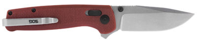 S.O.G SOGTM1023BX Terminus XR 2.95″ Folding Clip Point Plain Stonewashed D2 Steel Blade Crimson Textured G10 Handle Features Box Packaging Includes Pocket Clip