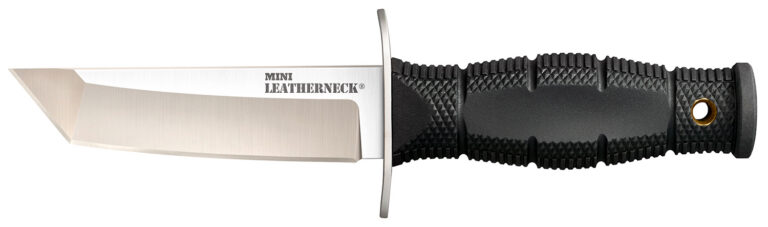 Cold Steel CS39LSAA Leatherneck  Mini 3.50" Fixed Tanto Plain Satin 8Cr13MoV SS Blade/3.25" Black Deep Checkered w/Double Quillon Guard Kray-Ex Handle Includes Sheath