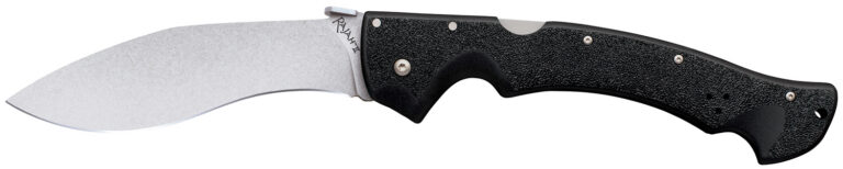 Cold Steel CS-62JL Rajah II 6" Folding Plain Stone Washed Japanese AUS-10A SS Blade/ Black Griv-Ex Handle