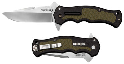 Cold Steel CS20MWCZ Crawford 1 3.50″ Folding Plain Clip Point 4034 Stainless Steel Blade Black w/OD Green Traction Inlays GRN Handle Blister Pack Packaging
