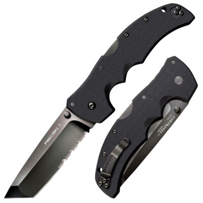 Cold Steel CS27BTH Recon 1 4″ Folding Part Serrated DLC Coated American S35VN Blade/ 5.38″ Black Textured G10 Handle Includes Belt Clip