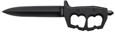 Cold Steel CS-80NTP Chaos Double Edge 7.50″ Fixed Plain Black SK-5 High Carbon Blade/Black w/ “D” Ring Guards Aluminum Handle