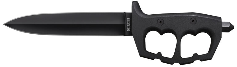 Cold Steel CS-80NTP Chaos Double Edge 7.50" Fixed Plain Black SK-5 High Carbon Blade/Black w/ "D" Ring Guards Aluminum Handle
