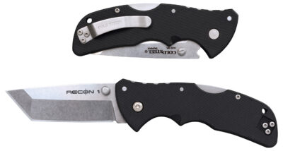 Cold Steel CS27BAT Recon 1 Mini 3″ Folding Tanto Plain Stonewashed AUS-10A SS Blade/ Black Textured GRN Handle