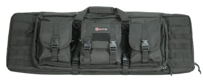 GPS Bags DRC36 Double Rifle Case 36″ Black 600D Polyester w/ 2 Padded Pistol Sleeves MOLLE Webbing & Lockable Zippers